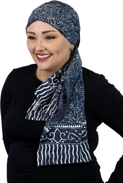 Hats, Scarves & More Headscarf Head Wrap for Women Chemo Headwear Cancer Scarf Head Covering Bali Batik 15 X 60 Inches Apparel & Accessories > Clothing Accessories > Headwear Hats Scarves & More New Wave  