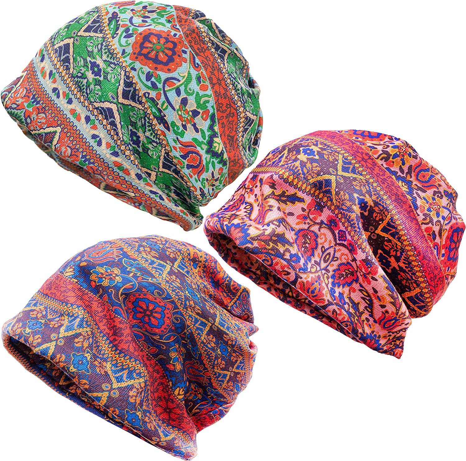 Kayier Women'S Baggy Casual Chemo Beanie Hats Headwear Caps Apparel & Accessories > Clothing Accessories > Headwear Kayier 3 Pack-d  