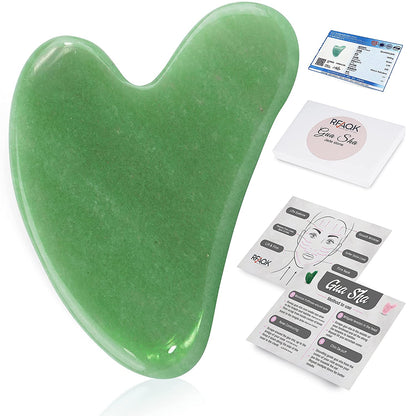 Guasha Tool for Face - Rose Quartz Gua Sha Facial Tools for Face & Body SPA - Heart Shape Gua Sha Massage Scrapper Tool, Real Natural Gua Sha Jade Stone for Treatment to Relieve Muscles Tension Health & Beauty > Personal Care > Cosmetics > Cosmetic Tools > Skin Care Tools RFAQK Green  