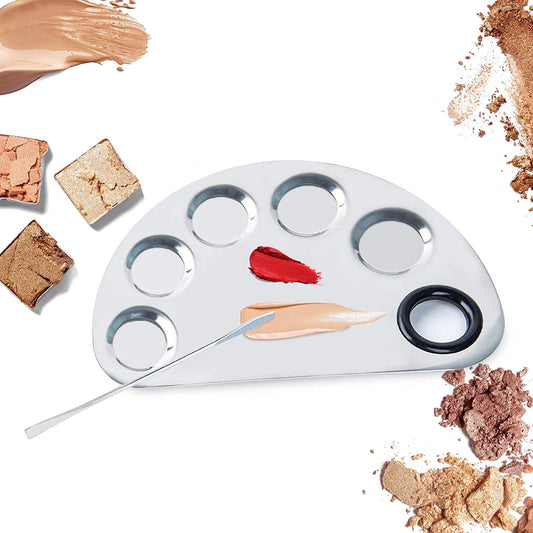 Pro Cosmetics Makeup Mixing Palette, Premium Stainless Steel Metal Makeup Palette Spatula Tool, Suitable for Mixing Foundation/Eye Shadow/Eyelash/Lipsticks/Nail Art Health & Beauty > Personal Care > Cosmetics > Cosmetic Tools > Makeup Tools ALIOBC Big semicircle  