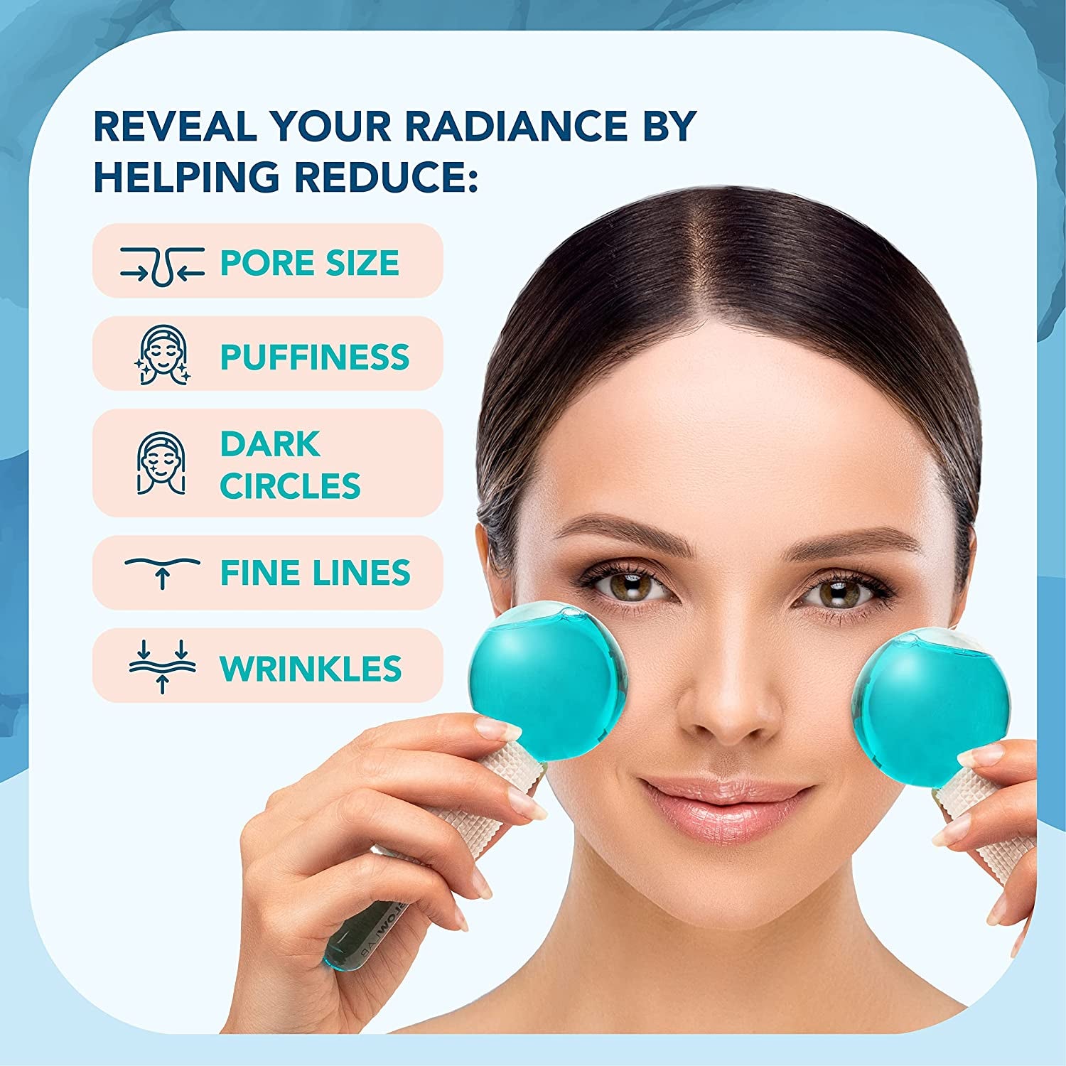Facial Ice Globes - Massaging Ice Globes for Face with Removable Rubber Grips - Excellent Tool to Reduce Puffiness, Redness, Dark Circles, Tighten Skin, Smooth Wrinkles & Boost Circulation - 2 Pack Health & Beauty > Personal Care > Cosmetics > Cosmetic Tools > Skin Care Tools Joy Glow Lab   