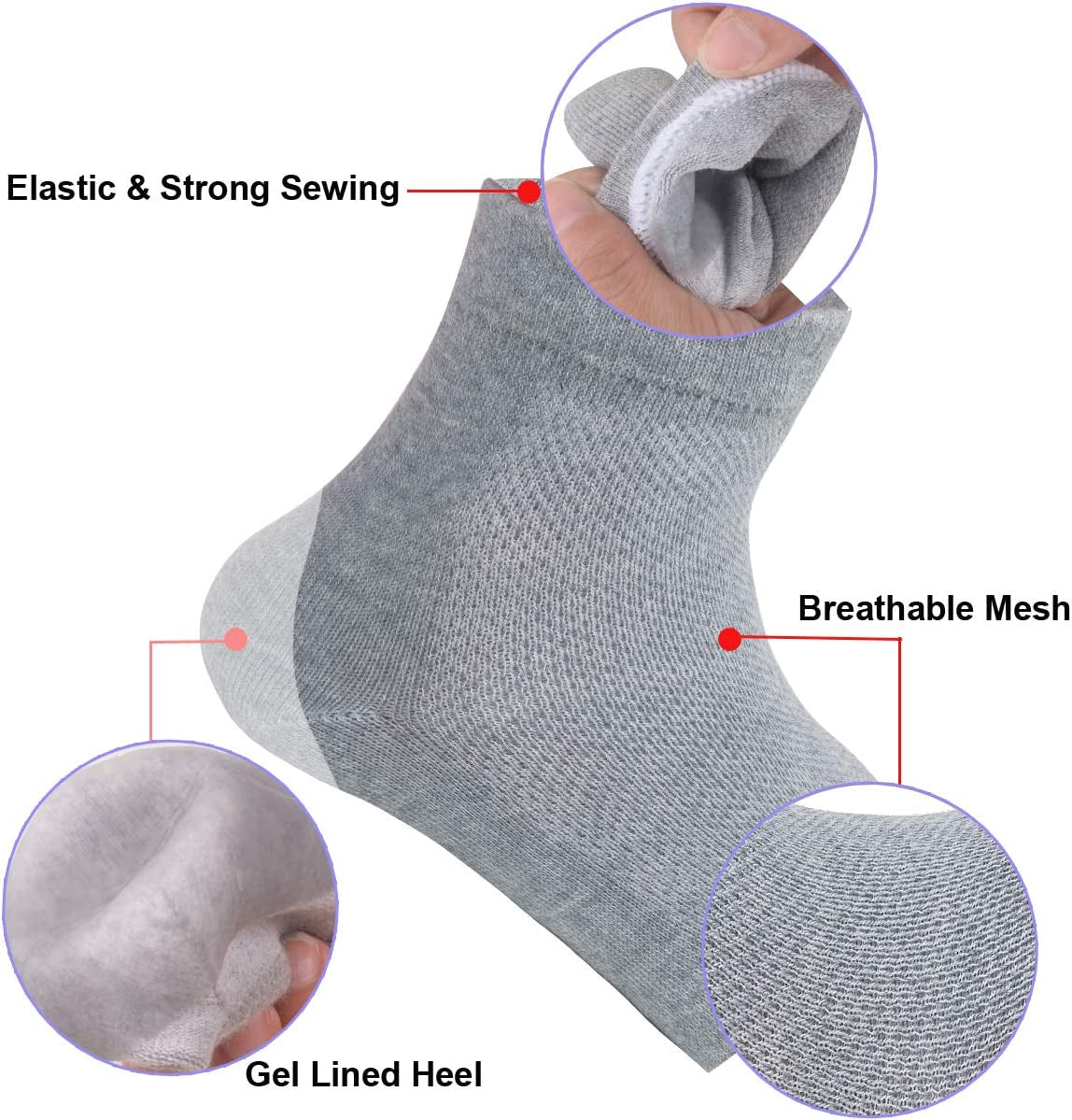 Vented Moisturizing Gel Heel Socks, 3 Pairs Toeless Spa Sock for Foot Care Treatment, Cracked Heels, Dry Feet, Foot Calluses (Gray, Green, Pink) Health & Beauty > Personal Care > Foot Care Exptolii   