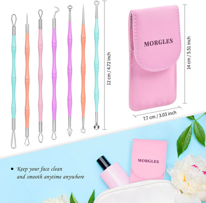 Pimple Popper Tool Kit, MORGLES 14-Heads Professional Stainless Acne Zit Popper Extraction Tools for Facial Nose with Leather Case Health & Beauty > Personal Care > Cosmetics > Cosmetic Tools > Skin Care Tools MORGLES   