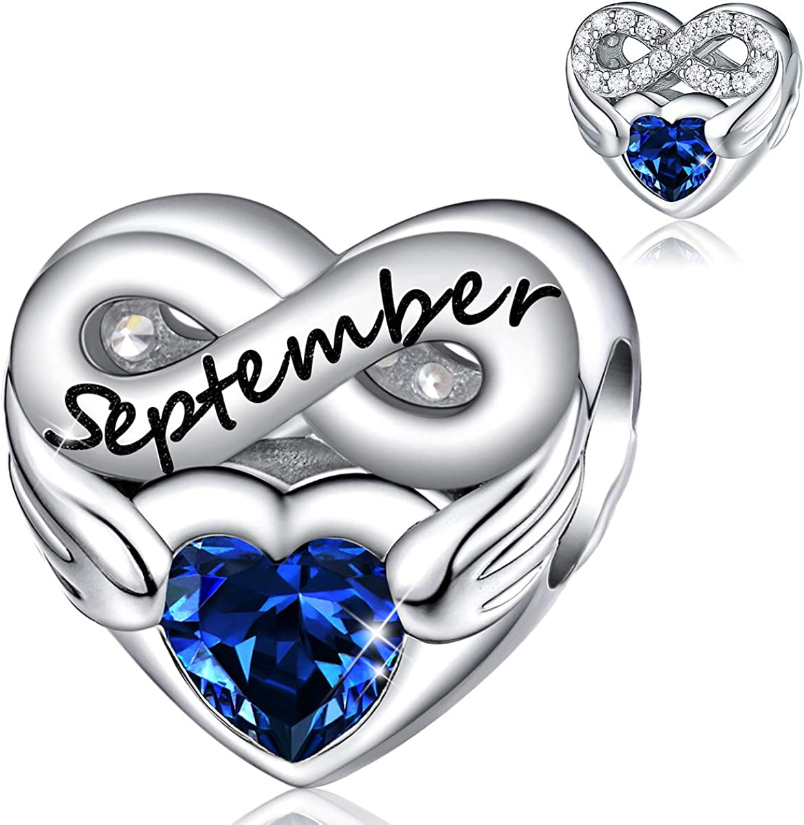 FOREVER QUEEN Birthstone Charms for Charms Bracelet- 925 Sterling Silver Love Heart Beads Infinite Love Charms, Happy Birthday Charms for Bracelet and Necklace Apparel & Accessories > Jewelry > Bracelets FOREVER QUEEN pandora charms September  