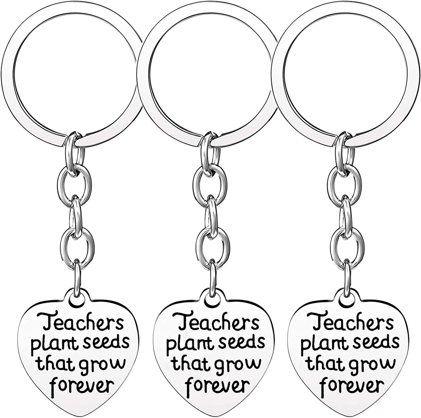 Pack of 3 Teacher Bangles Gifts for Teacher Open School Gifts for Teachers Thank You Bangle Bracelets Apparel & Accessories > Jewelry > Bracelets Nzztont 3PCs Keychain Heart Style 17- Teachers Plant Seeds That Grow Forever  