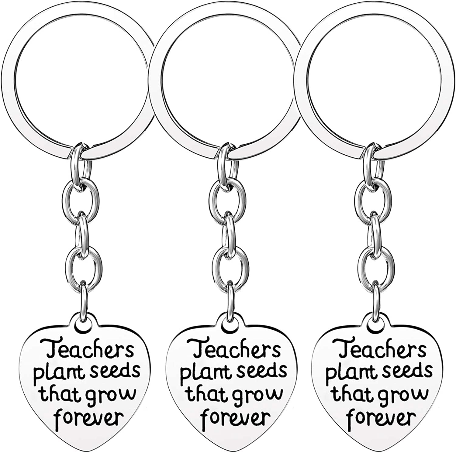 Pack of 3 Teacher Bangles Gifts for Teacher Open School Gifts for Teachers Thank You Bangle Bracelets Apparel & Accessories > Jewelry > Bracelets Nzztont 3PCs Keychain Heart Style 17- Teachers Plant Seeds That Grow Forever  