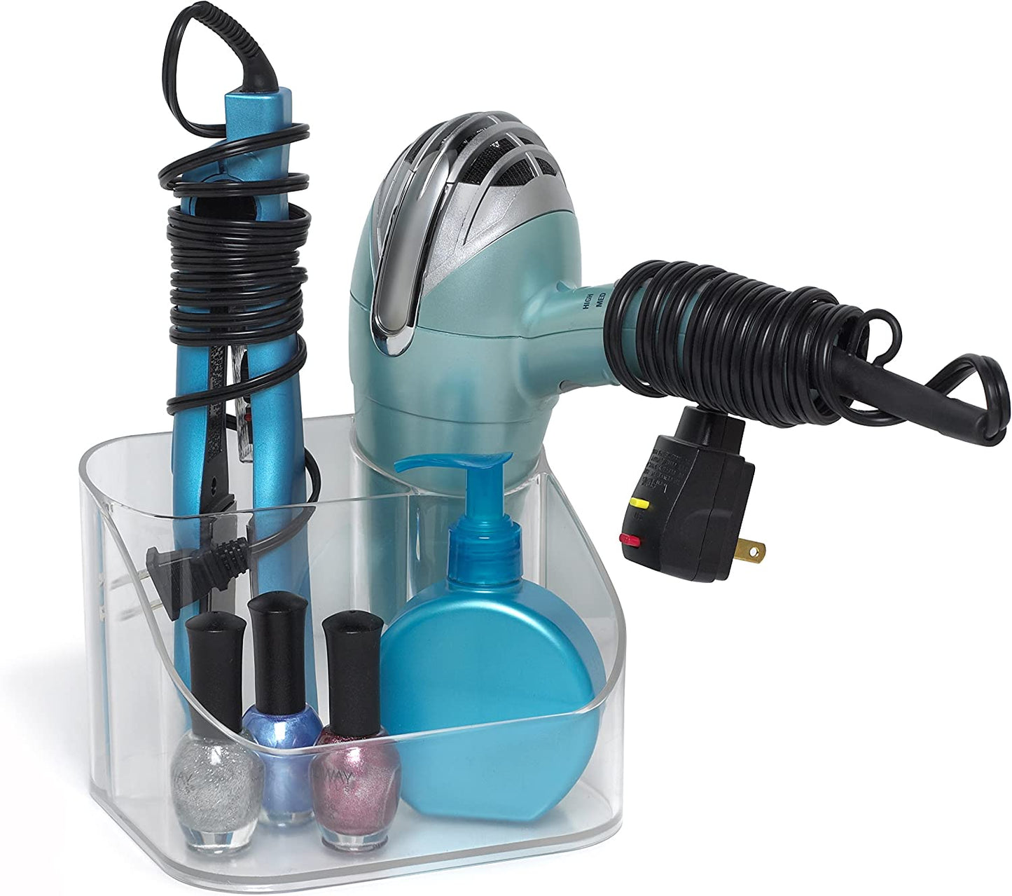 Spectrum Diversified Contour Dryer & Beauty Accessory Hair Care Caddy, Countertop Beauty, Blow Dryer Storage & Hair Styling Tool Organization, Clear Health & Beauty > Personal Care > Hair Care Spectrum Diversified   
