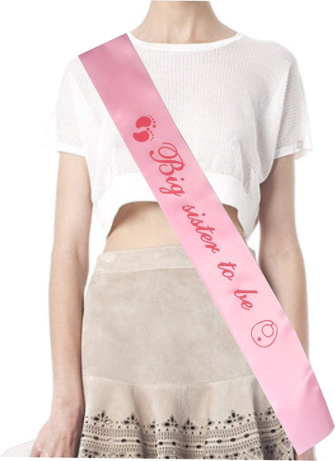 I Am Going to Be Big Sister, Big Sister Flower Crown, Sash and Pin, Daughter Get Promoted to Big Sisters Idea Gift Set, Satin Big Sister to Be for Baby Shower Sash, Big Sister Party Supplies (Pink) Apparel & Accessories > Clothing Accessories > Sashes MEANT2TOBE   