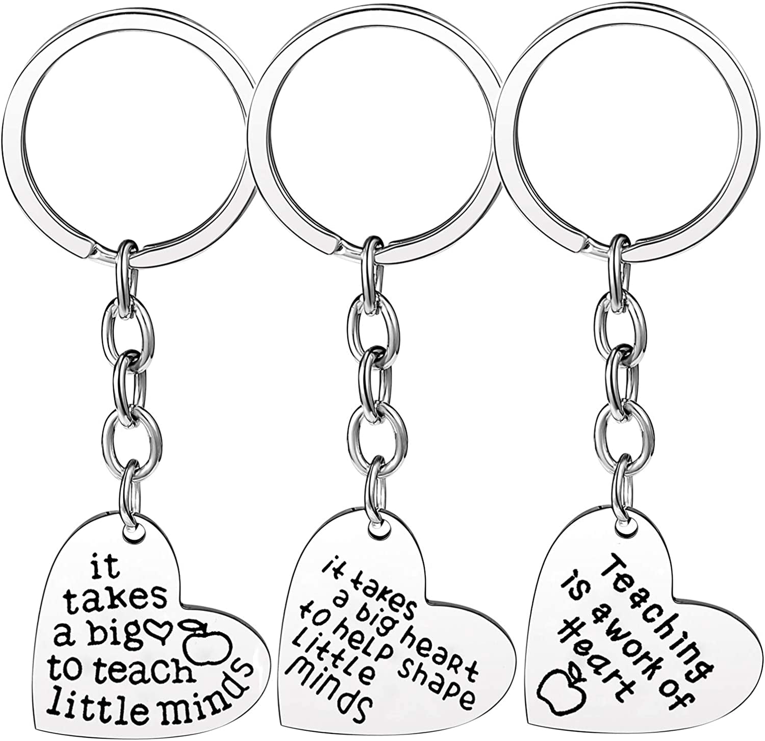 Pack of 3 Teacher Bangles Gifts for Teacher Open School Gifts for Teachers Thank You Bangle Bracelets Apparel & Accessories > Jewelry > Bracelets Nzztont 3PCs Keychain Heart Mixed Style 15  