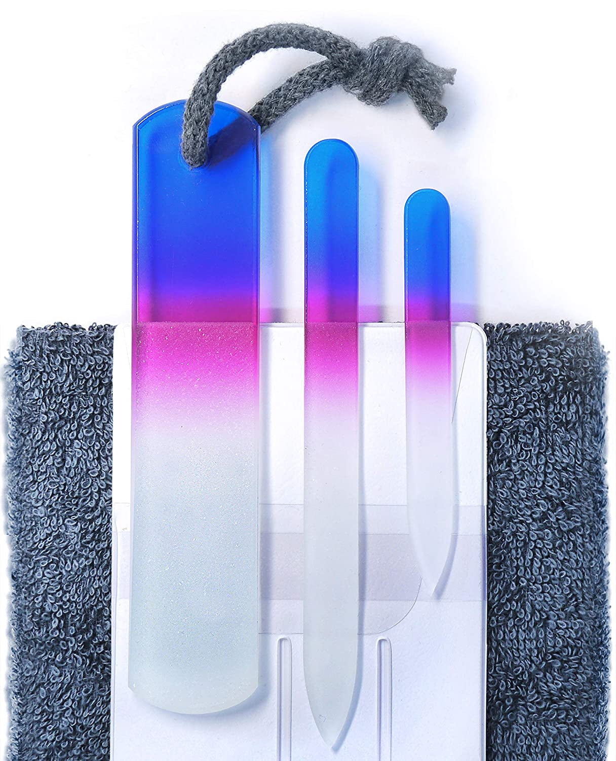 Genuine Czech Glass Nail File Set - Two-Sided Different Grit Surface, Callus Remover Foot Rasp, Manicure & Pedicure, Professional Nail Care, Wet & Dry Use, Cotton Towel, EU Quality (Green Aqua) Health & Beauty > Personal Care > Foot Care Gladzy Travel Set - Aqua Magenta  