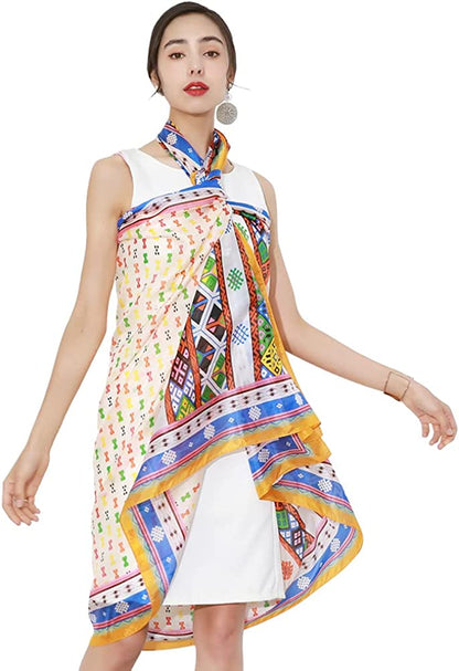DANA XU Women'S Mulberry Satin Silk Fashion Summer Shawls Large Size Floral Scarf Oversize Soft Wraps for Evening Dresses Apparel & Accessories > Clothing Accessories > Scarves & Shawls DANA XU 38 Multicolor  