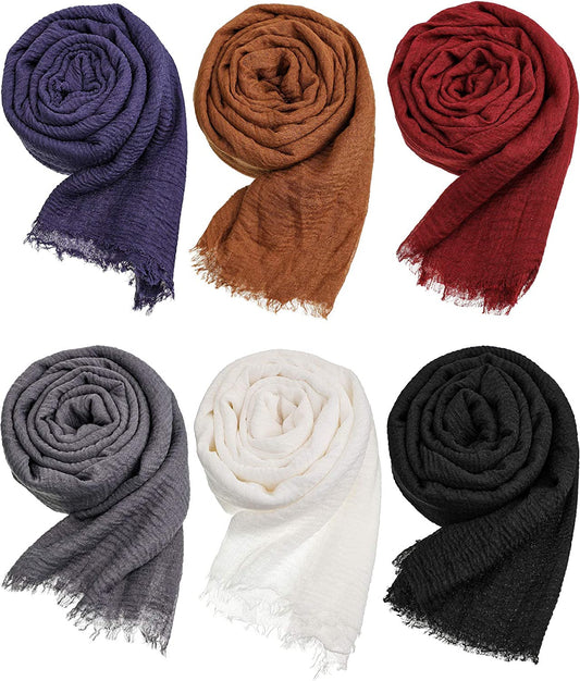 Women Scarf Shawl Blend Crinkle Scarf Wrap Head Scarf for All Seasons Apparel & Accessories > Clothing Accessories > Scarves & Shawls Geyoga Classic Colors  