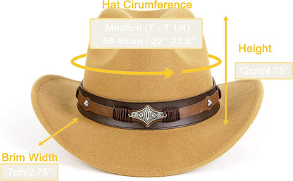 Gossifan Womens Classic Western Cowgirl Cowboy Wide Brim Hats with Belt Apparel & Accessories > Clothing Accessories > Hats Gossifan   