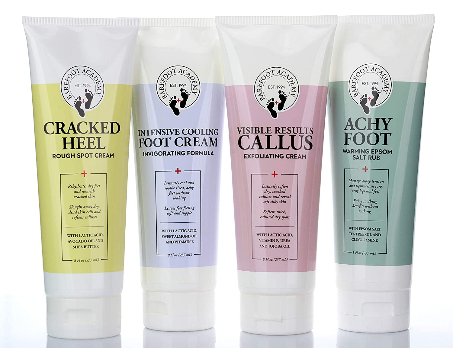 Barefoot Academy Heavy Duty Foot Care Scrub & Moisturizer Cream for Calluses, Dead Skin, Tough Heels, Cracked Heels, & Rough Spots on Feet, Skin Care for Feet, Large 8 Fl Oz (Cracked Heal Foot Cream) Health & Beauty > Personal Care > Foot Care Barefoot Academy   