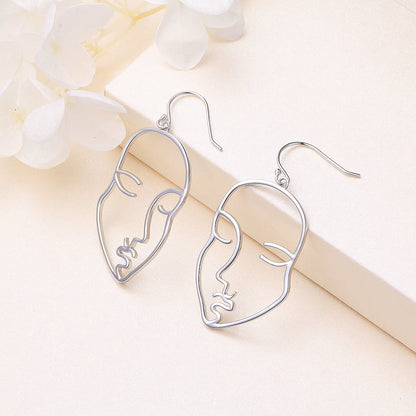 S925 Sterling Silver Face Abstract Drop Dangle Earrings for Women Jewelry Apparel & Accessories > Jewelry > Earrings ALPHM Jewelry Factory   