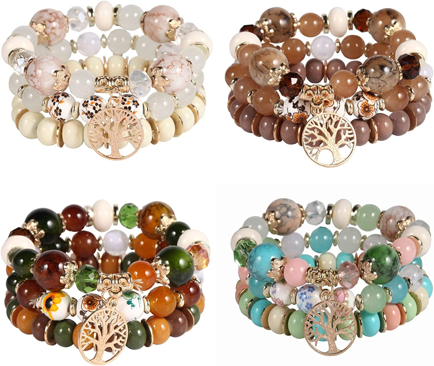 Solosoya Bohemian Boho Stackable Bracelets for Women Set, Girls Stretch Multilayer Stack Beads Colorful Beaded Charm Bracelets Girl Handmade Jewelry Apparel & Accessories > Jewelry > Bracelets Solosoya Color I  