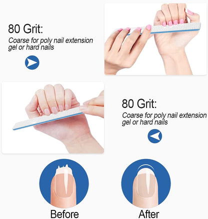Nail Files-Nail File for Acrylic Nails 12Pcs, 80/80 Grit Nail Files Emery Boards for Acrylic Nails, Jumbo File Washable Thick Professional Square Nail File Manicure Tools for Nail Tech Health & Beauty > Personal Care > Cosmetics > Cosmetic Tools > Nail Tools BLESWIN   