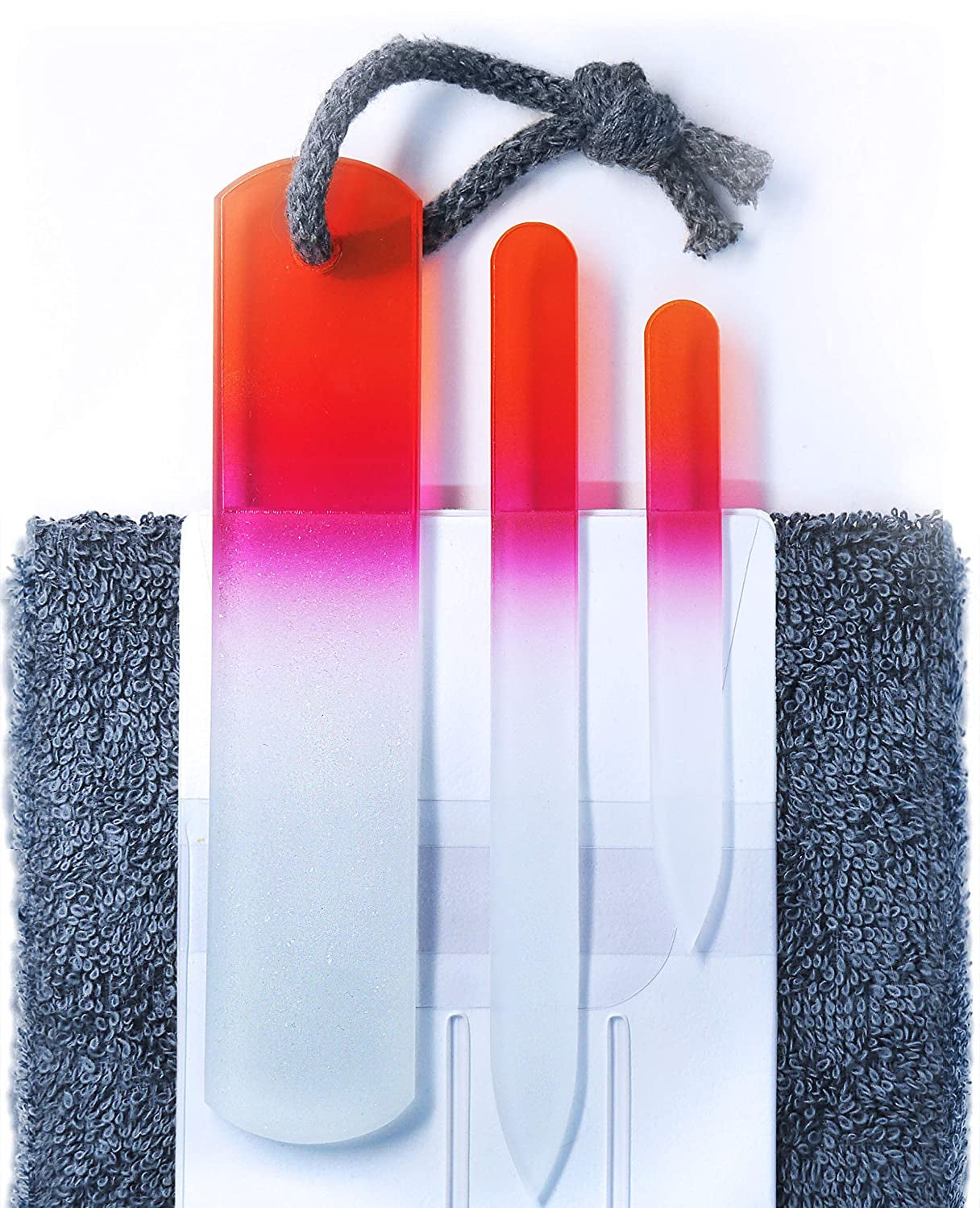 Genuine Czech Glass Nail File Set - Two-Sided Different Grit Surface, Callus Remover Foot Rasp, Manicure & Pedicure, Professional Nail Care, Wet & Dry Use, Cotton Towel, EU Quality (Green Aqua) Health & Beauty > Personal Care > Foot Care Gladzy Travel Set - Orange Magenta  