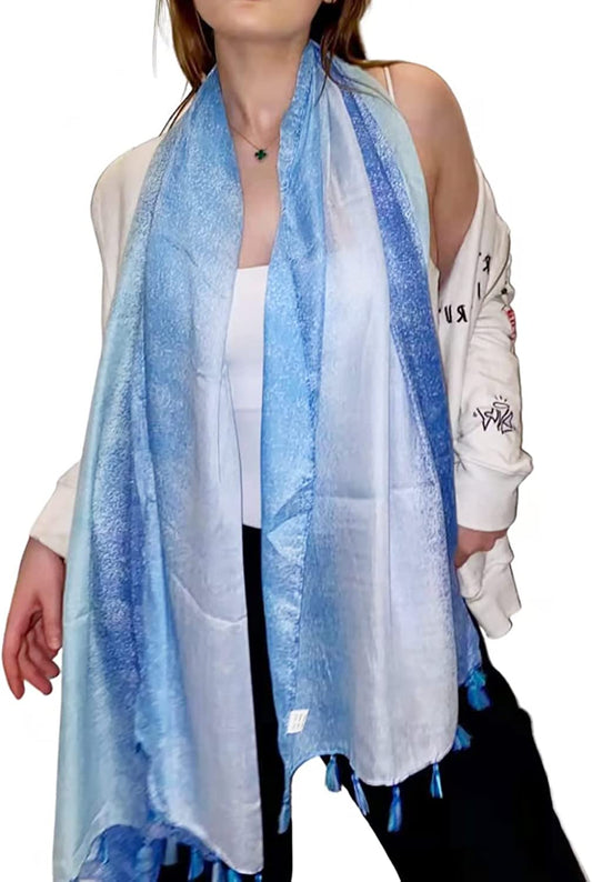 FRAIFICE Lightweight Scarf for Women for Spring Summer Fall Geometric Scarves Shawl Wrap Pashimina with Tassels Apparel & Accessories > Clothing Accessories > Scarves & Shawls FRAIFICE   