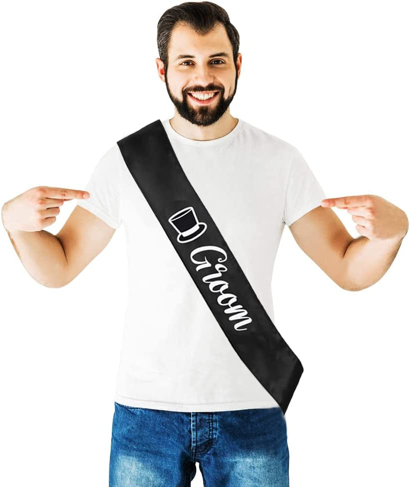 Bride & Groom Sash Set - Bride to Be Sash Groom to Be Sash Engagement Party Favors | Bachelor Bachelorette Party Supplies Bridal Shower Sash Set Decorations Just Married Gift Engaged Decor Accessories Apparel & Accessories > Clothing Accessories > Sashes Brosash   