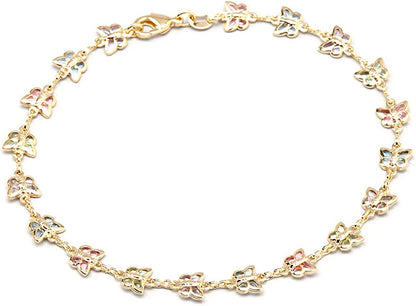 Barzel 18K Gold Plated Gold and Multi Color Crystal Baguette Anklet Apparel & Accessories > Jewelry > Anklets Barzel ANK1187  