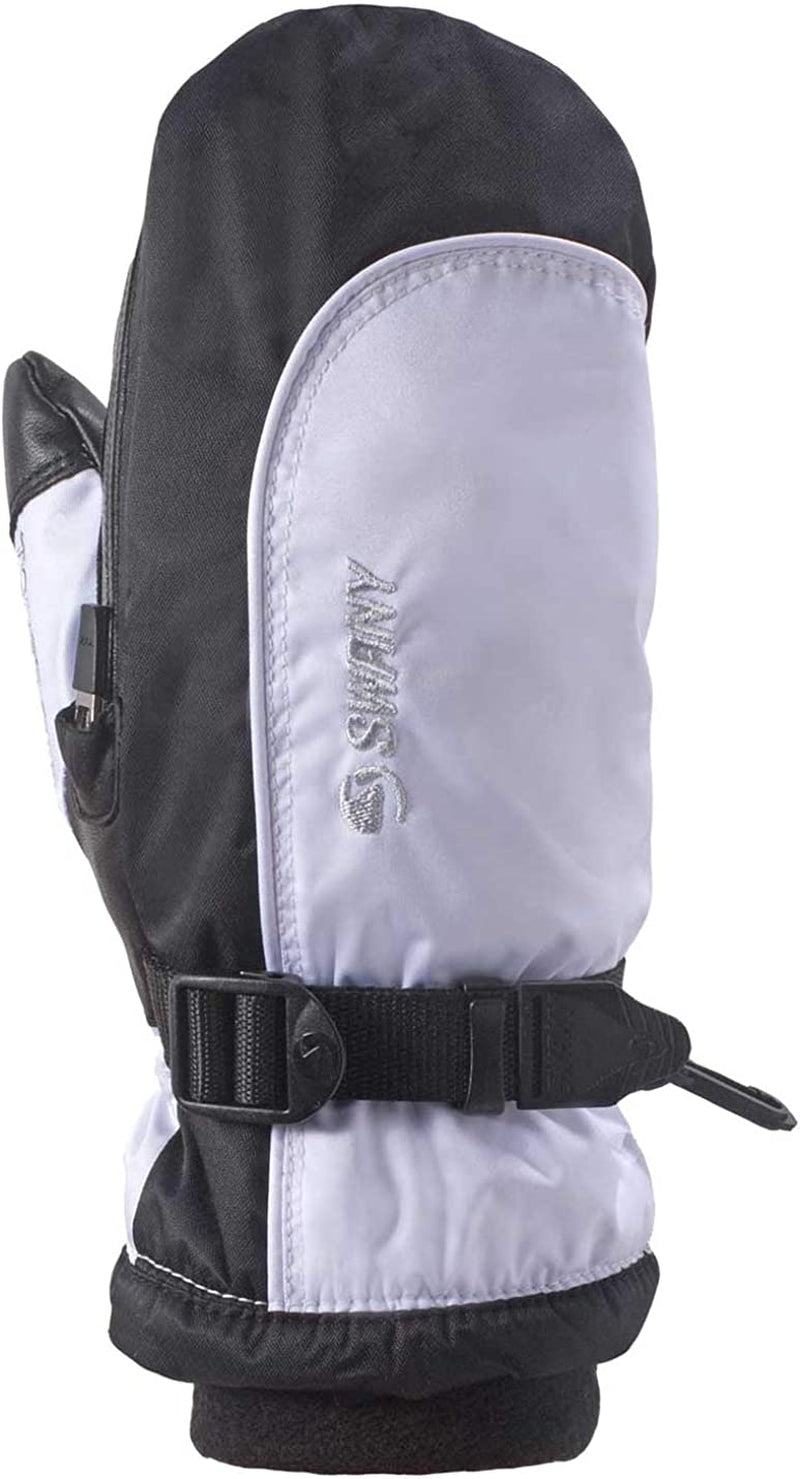 SWANY Junior Softy 2.1 Warm Insulated Durable Flexible Toaster Leather Palm Winter Sports Mittens Apparel & Accessories > Clothing Accessories > Gloves & Mittens Swany Black/White Small 