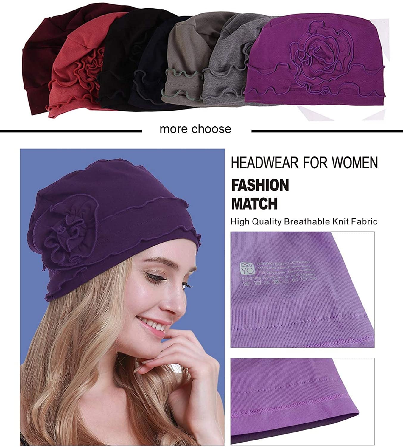 Osvyo Chemo Headwear Turban Cap for Women - Cancer Beanie Hair Loss Sealed Packaging Apparel & Accessories > Clothing Accessories > Headwear osvyo   