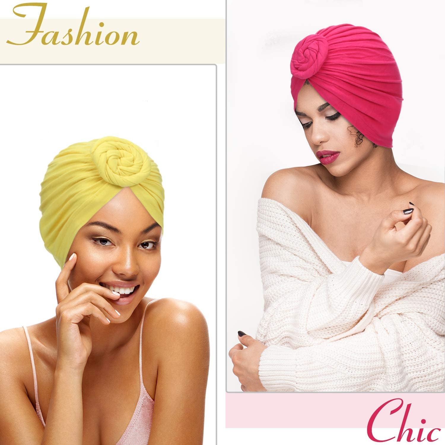 SATINIOR 6 Pieces Women African Turban Flower Knot Pre-Tied Bonnet Beanie Cap Headwrap Apparel & Accessories > Clothing Accessories > Headwear SATINIOR   