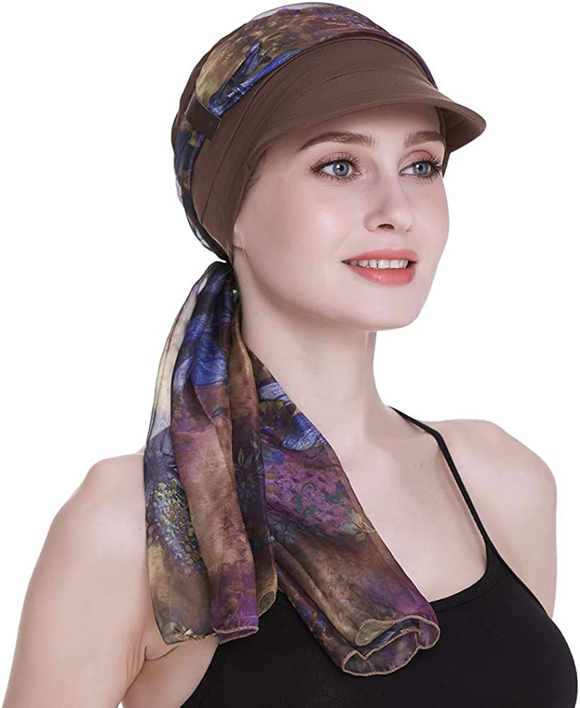 Newsboy Cap for Women Chemo Headwear with Scarfs Gifts Hair Loss Available All Year Apparel & Accessories > Clothing Accessories > Bandanas & Headties FocusCare   