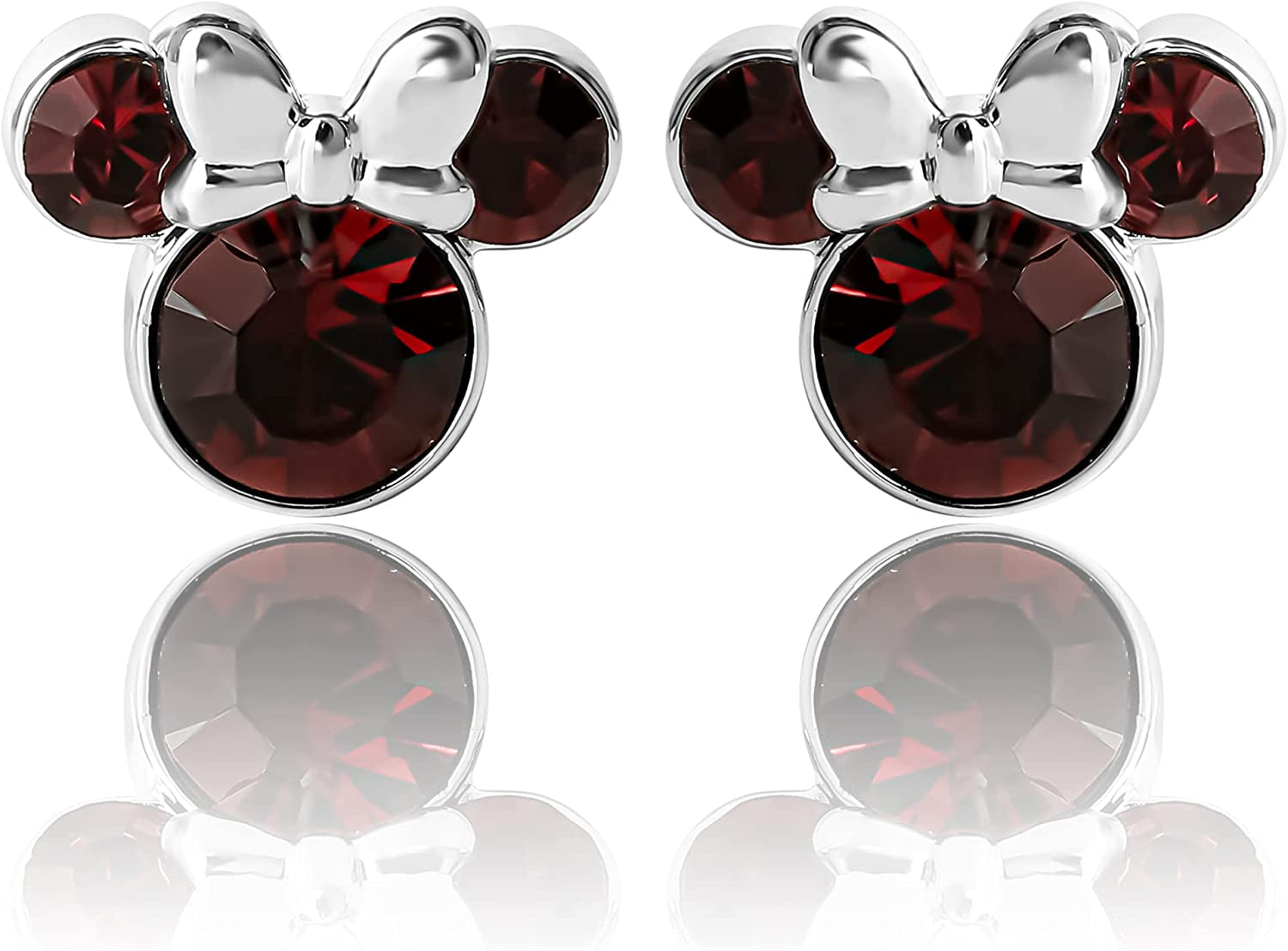 Disney Womens Minnie Mouse Birthstone Stud Earrings - Minnie Mouse Earrings - Birthstone Jewelry - Disney Jewelry Apparel & Accessories > Jewelry > Earrings Disney January-Burgundy Crystal  