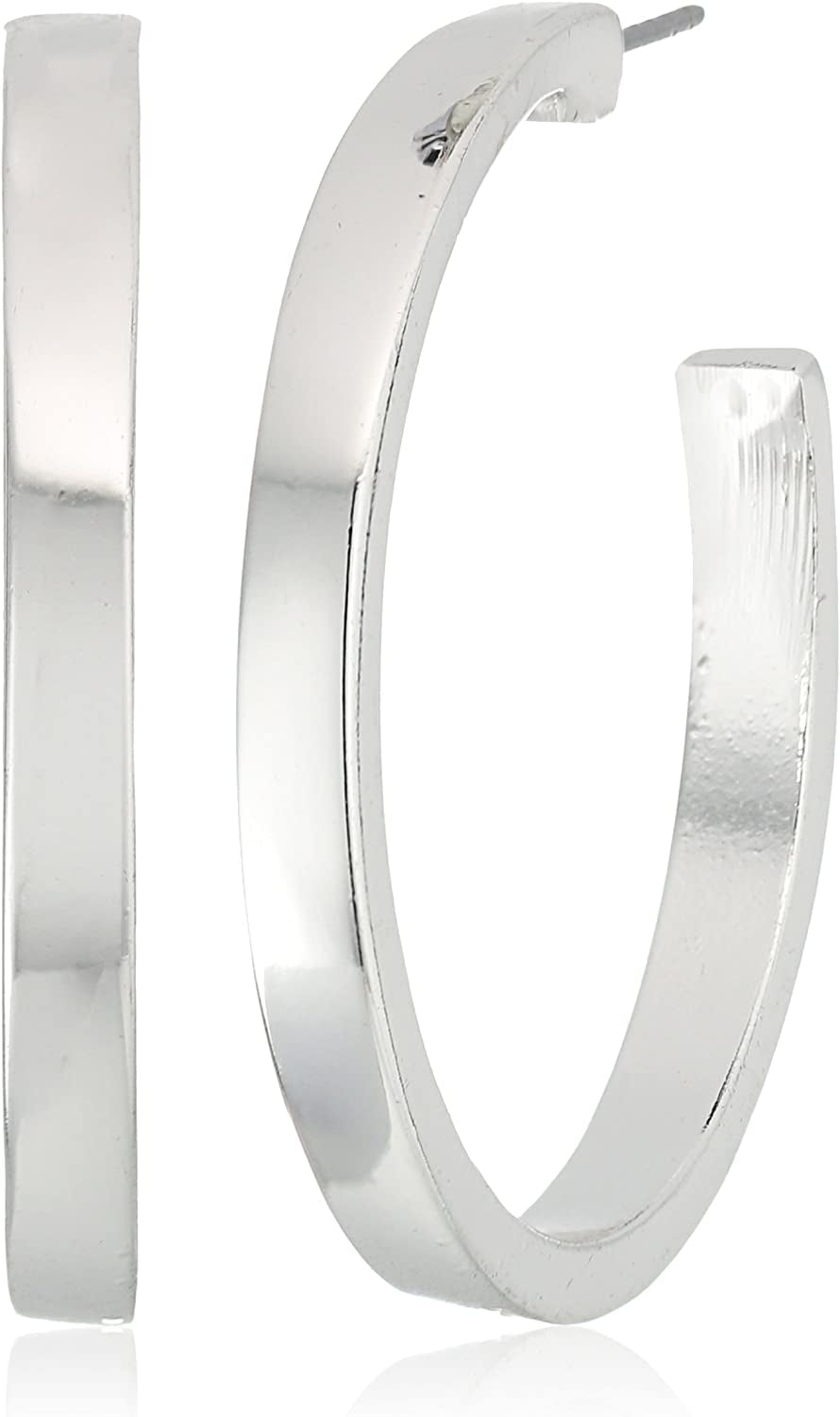 GUESS "Basic" Silver Logo Open Hoop Earrings Apparel & Accessories > Jewelry > Earrings GUESS   