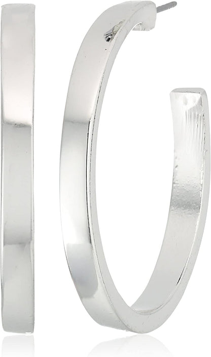 GUESS "Basic" Silver Logo Open Hoop Earrings Apparel & Accessories > Jewelry > Earrings GUESS   