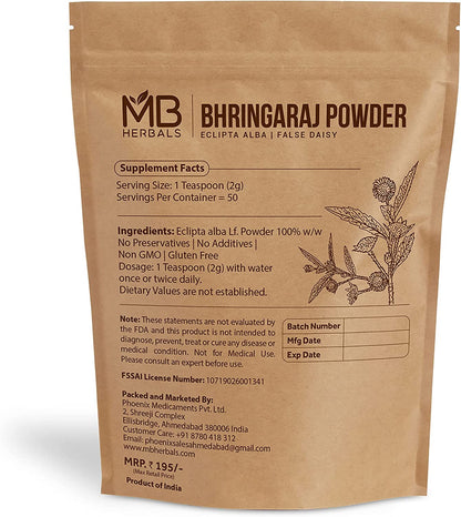 MB Herbals Pure Bhringraj Powder 100 Grams | Pure Bhringaraj Eclipta Alba Powder | Hair Growth Health & Beauty > Personal Care > Hair Care MB Herbals   