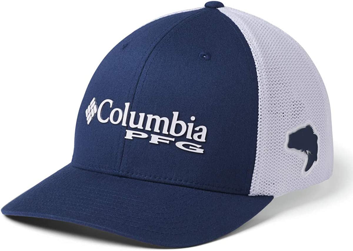 Columbia Women'S PFG Logo Mesh Ball Cap-High Crown Apparel & Accessories > Clothing Accessories > Hats Columbia Carbon, White, Red Spark Bass Small-Medium 