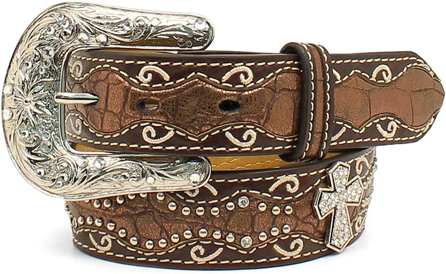 Ariat Girls Metallic Croc and Cross Belt and Buckle Apparel & Accessories > Clothing Accessories > Belts ARIAT 22" Waist  