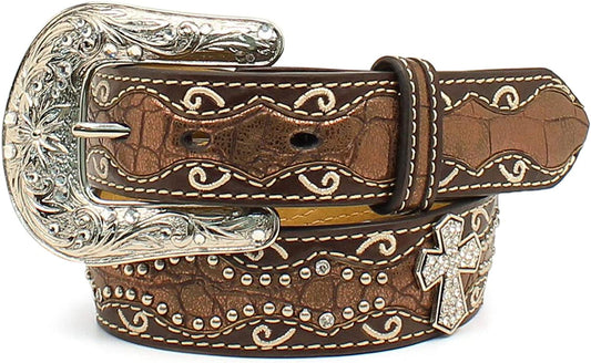 Ariat Girls Metallic Croc and Cross Belt and Buckle Apparel & Accessories > Clothing Accessories > Belts ARIAT 22" Waist  