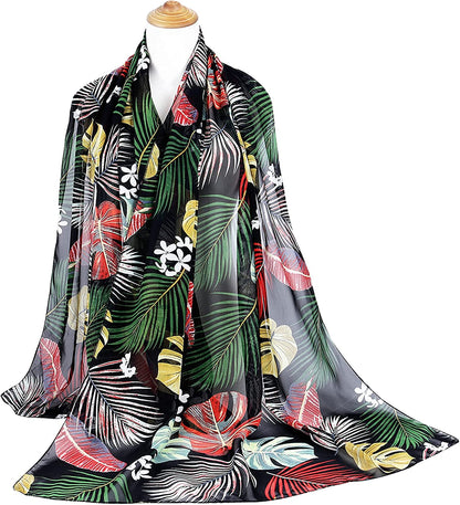 GERINLY Summer Scarfs for Women Lightweight Peony Print Hawaiian Wrap Beach Shawl Cotton Voile Head Scarf Apparel & Accessories > Clothing Accessories > Scarves & Shawls GERINLY   