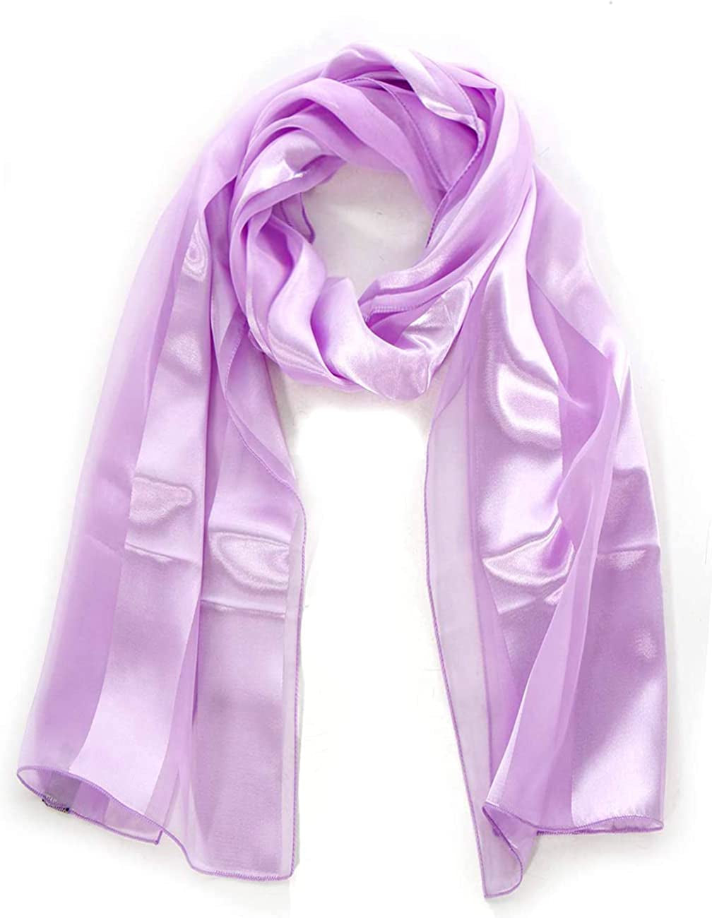 Scarfs for Women Lightweight Soft Silky Scarves 60" Long Satin Chiffon Stripe Neckerchief Gold Red Pink Black More Apparel & Accessories > Clothing Accessories > Scarves & Shawls SERENITA Lavender  