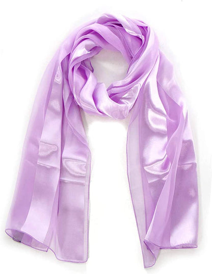 Scarfs for Women Lightweight Soft Silky Scarves 60" Long Satin Chiffon Stripe Neckerchief Gold Red Pink Black More Apparel & Accessories > Clothing Accessories > Scarves & Shawls SERENITA Lavender  