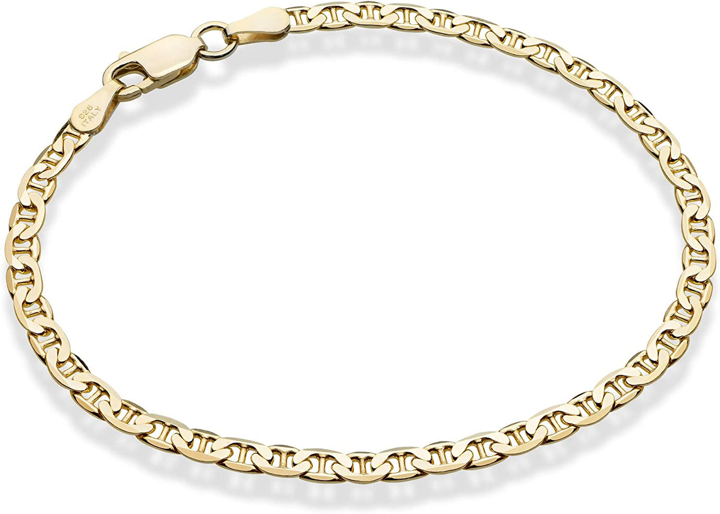 Miabella 18K Gold over Sterling Silver Italian 3Mm, 4Mm Solid Diamond-Cut Mariner Link Chain Anklet Ankle Bracelet for Women, Made in Italy Apparel & Accessories > Jewelry > Anklets Miabella Width 3mm Length 11 Inches (Large) 
