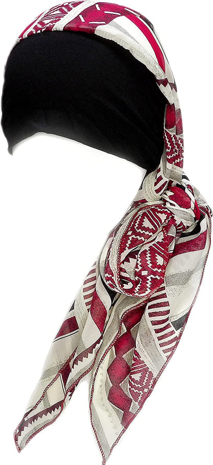 Headwear for Women Sleep Beanie Head Scarf for Bald Wraps Cancer Hats Turbans Apparel & Accessories > Clothing Accessories > Headwear Gragengs Geometric Burgundy  