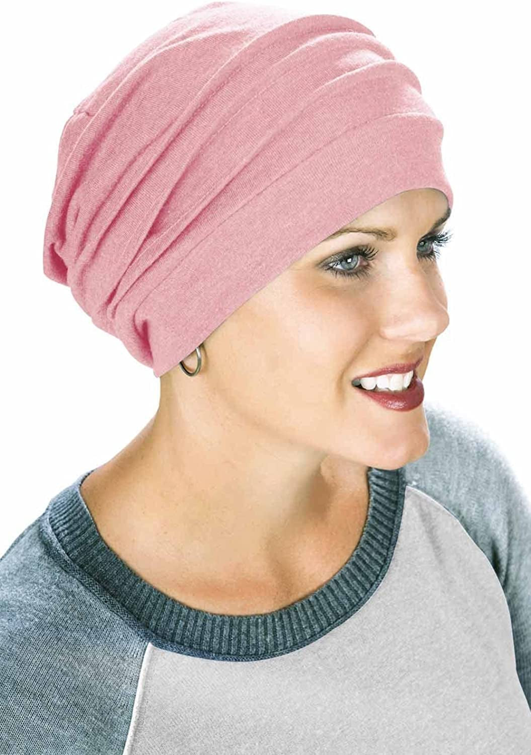 Headcovers Unlimited Slouchy Snood Hat - 100% Cotton Slouchy Beanie Hats for Women Apparel & Accessories > Clothing Accessories > Headwear Headcovers Unlimited Pink Blush One Size 