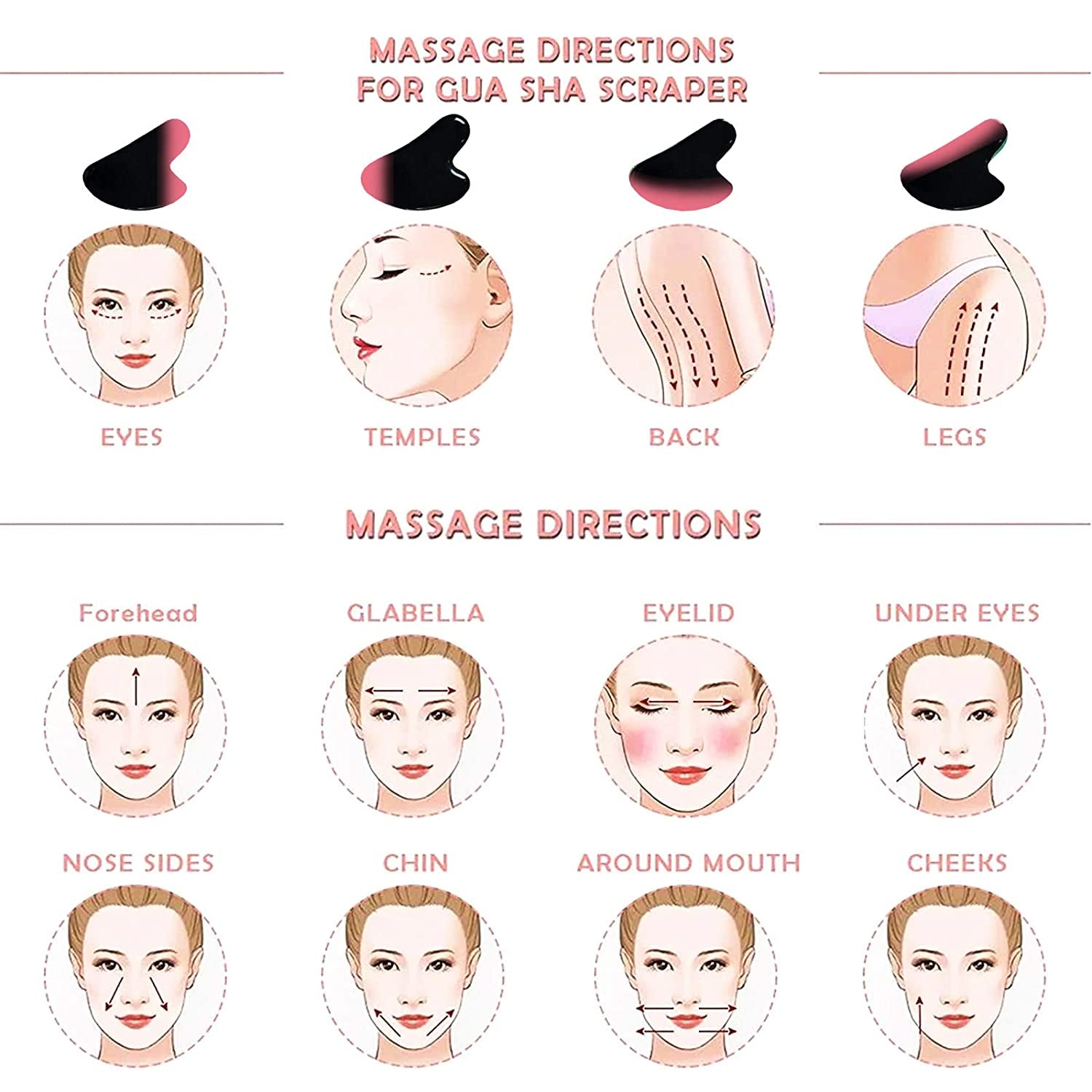 Medimama Gua Sha Massage Tool, Rose Quartz Gua Sha Facial Beauty Tools for Wrinkles, Skin Tightening, Lift Firming, Eye Puffiness Treatment, Neck anti Aging and Body Muscle Relaxing Black Health & Beauty > Personal Care > Cosmetics > Cosmetic Tools > Skin Care Tools Medimama   