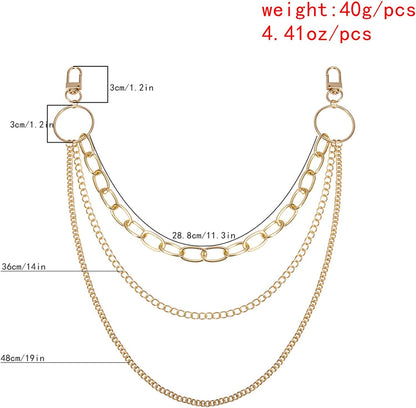 Tenghong2021 Punk Body Chain Goth Street Butterfly Belt Waist Chain Pants Chain Pocket Wallet Chain Gold Cuban Layered Jean Pants Belt Chains Waist Belly Body Chain Jewelry Apparel & Accessories > Jewelry > Body Jewelry tenghong2021   