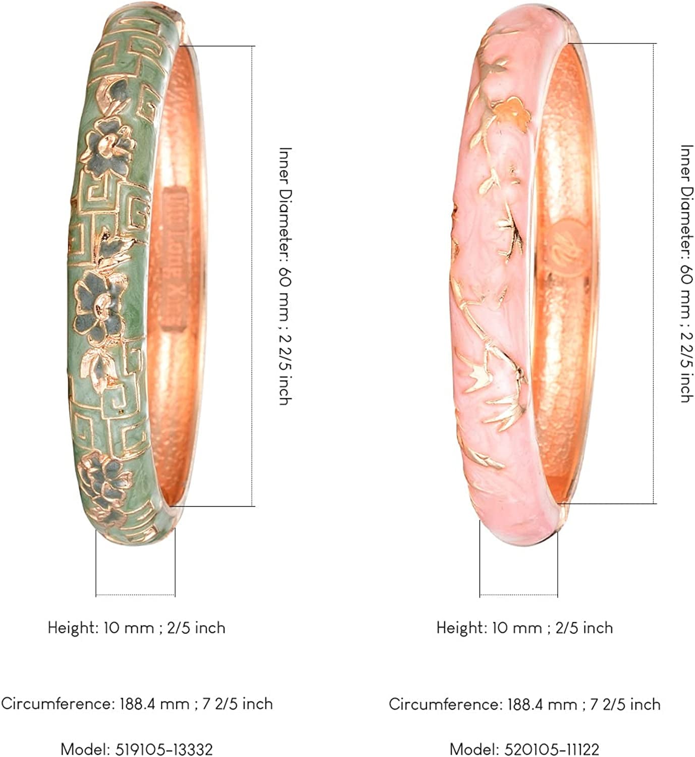 UJOY Cloisonne Bracelet Butterfly Gold Hinge Indian Cuff Bangle Enameled Jewelry Flower Bracelets for Women Gift Box 55A114 Apparel & Accessories > Jewelry > Bracelets UJOY   