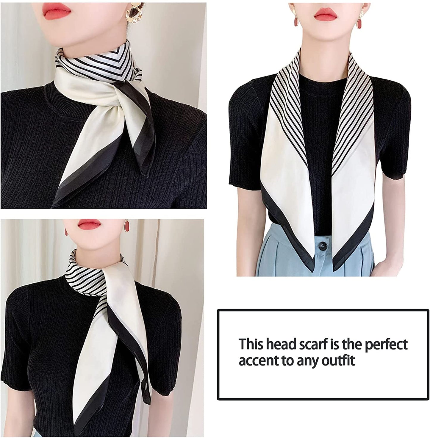 Fashion Hair Scarf for Women Lightweight Silk Feeling Head Scarves Square Bandanas 27.5× 27.5 Inches Apparel & Accessories > Clothing Accessories > Bandanas & Headties Roizsx   
