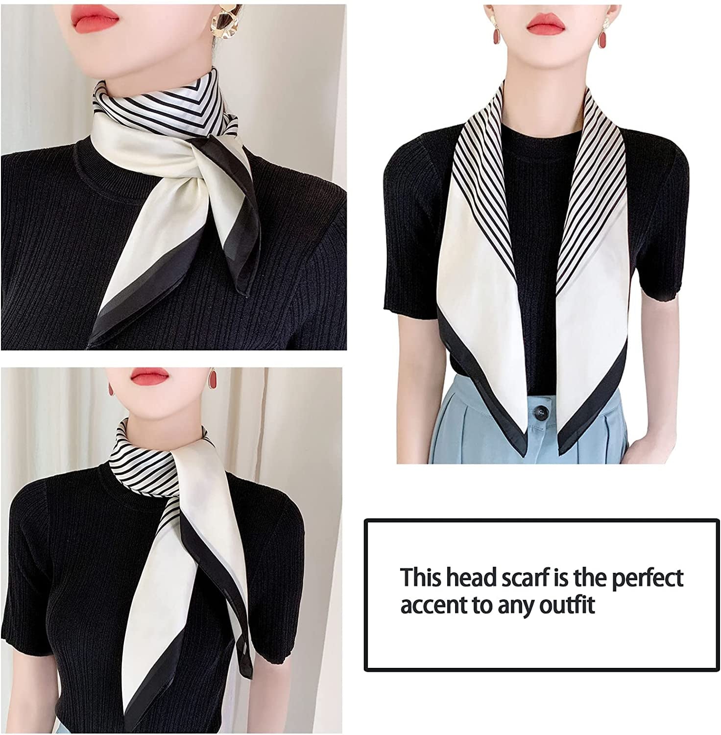 Fashion Hair Scarf for Women Lightweight Silk Feeling Head Scarves Square Bandanas 27.5× 27.5 Inches Apparel & Accessories > Clothing Accessories > Bandanas & Headties Roizsx   