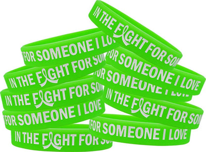 In the Fight for Someone I Love Silicone Wristband Bracelet Premium Quality 10-Pack (Assorted Colors) Apparel & Accessories > Jewelry > Bracelets Fight Like a Girl Lime Green  