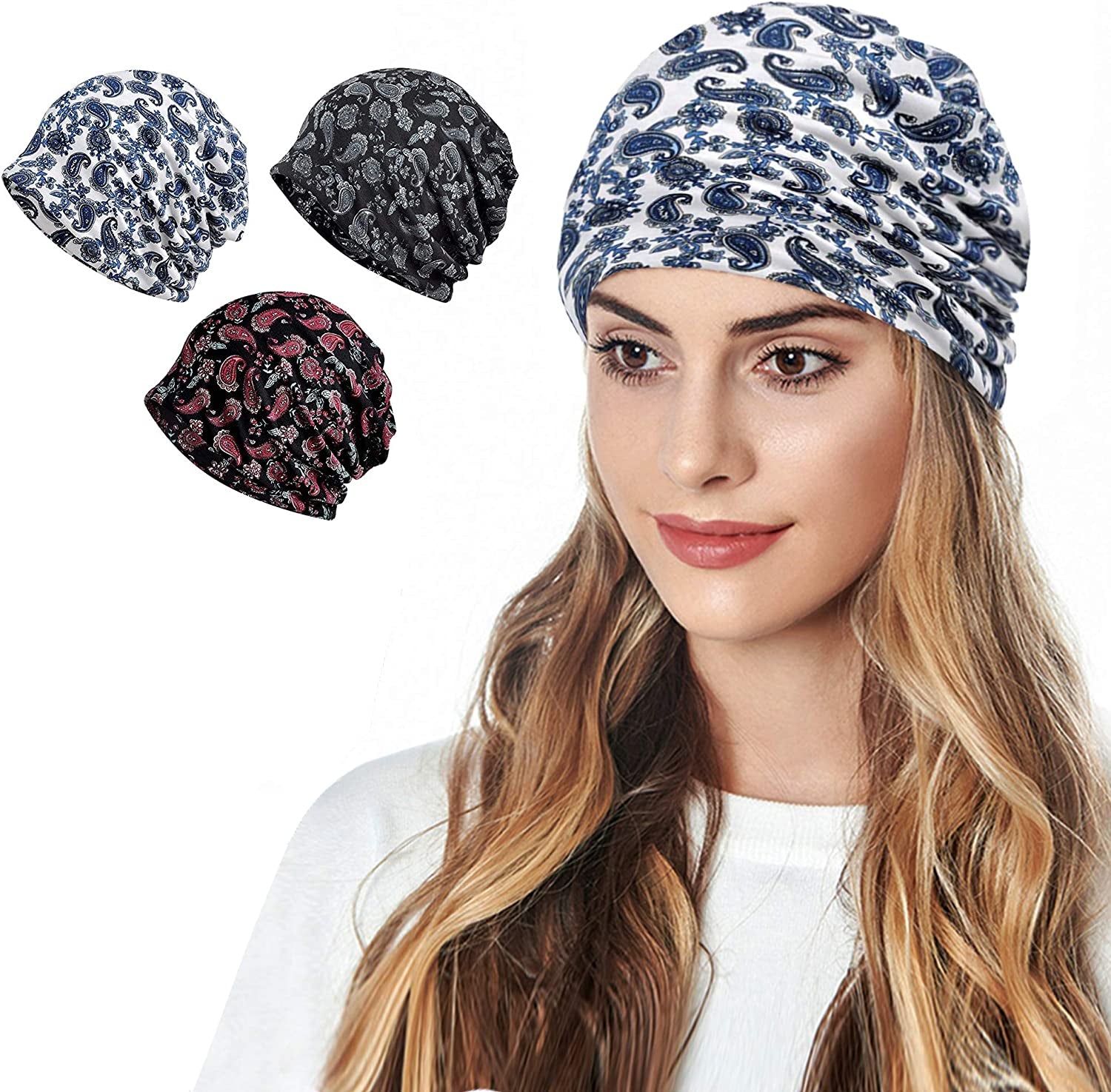 Cotton Face Bandanas for Sports Headwear Headband Neck Gaiter Chemo Cap Hair Loss Beanie Nightcap Apparel & Accessories > Clothing Accessories > Headwear Ababalaya C-1392pack  