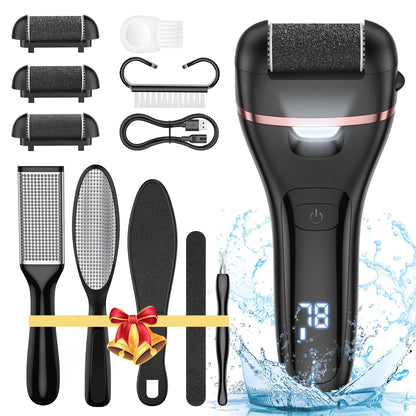 Electric Callus Remover for Feet, Rechargeable Foot File Pedicure Tools,12 in 1 Pedicure Kit for Cracked Heels Calluses Dead Skin,Pedi Foot Scrubber with 3 Roller Heads,2 Speed,Battery Display Health & Beauty > Personal Care > Foot Care SIHOHAN Black  